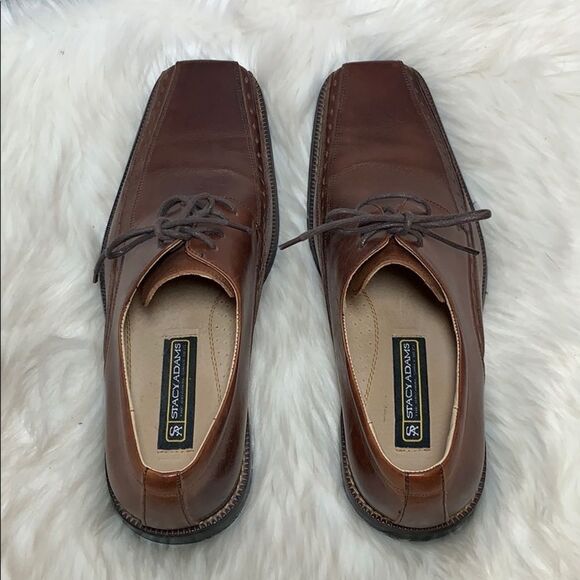 Stacy‎ Adams Cognac Leather Square Toe Oxford Sz 10 main image 5